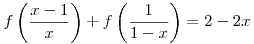 
f\left(\frac{x-1}{x}\right)+f\left(\frac{1}{1-x}\right)=2-2x
