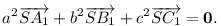 
a^2 \overrightarrow{SA_1} +b^2 \overrightarrow{SB_1}+c^2
\overrightarrow{SC_1} =\mathbf{0}.
