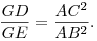 
\frac{GD}{GE} = \frac{AC^2}{AB^2}.
