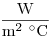\frac{\rm W}{\rm m^2~{}^\circ C}