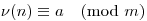 \nu(n)
\equiv a \pmod{m}