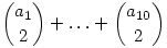 
\binom{a_1}{2}+\ldots+ \binom{a_{10}}{2}

